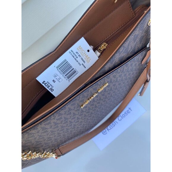 Michael Kors shoulder bag tote xchain bag jet set bag MK signature brown - Picture 10 of 12
